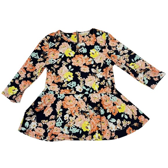 Nuggles skirt set women’s XL blue pink floral print long sleeve peplum blouse - Picture 2 of 11